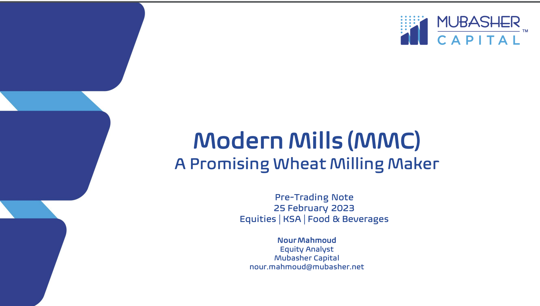 Modern Mills Company (MMC) Pre-Trading Report